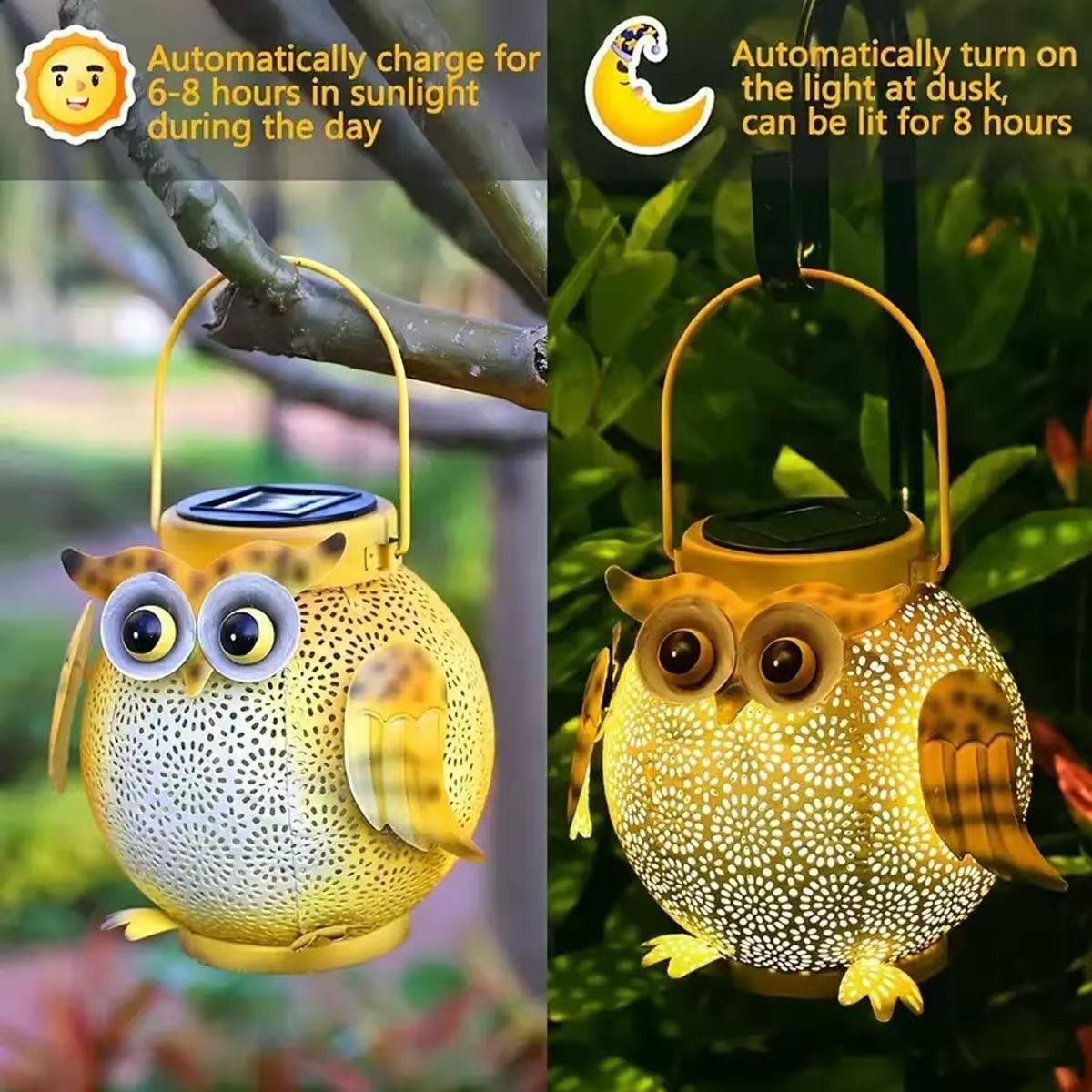 Owl solar light, outdoor waterproof garden, owl atmosphere landscape light, home courtyard hollowed-out lantern Application Scenario