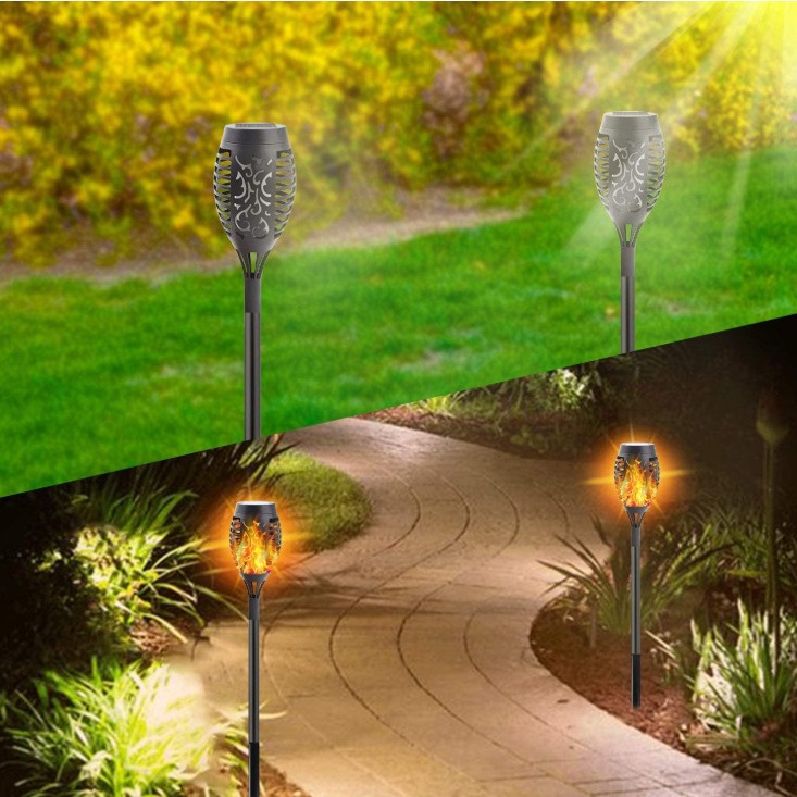 Cross-border outdoor solar flame lamp 12LED, courtyard insert ground, park lawn, villa decorative landscape lamp, waterproof Application Scenario