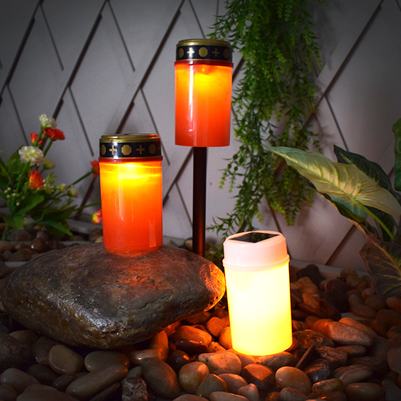 Outdoor waterproof solar cemetery lamp, LED electronic sensor candle lamp, burial site for memorial services, long-burning lamp for graves Specification drawing