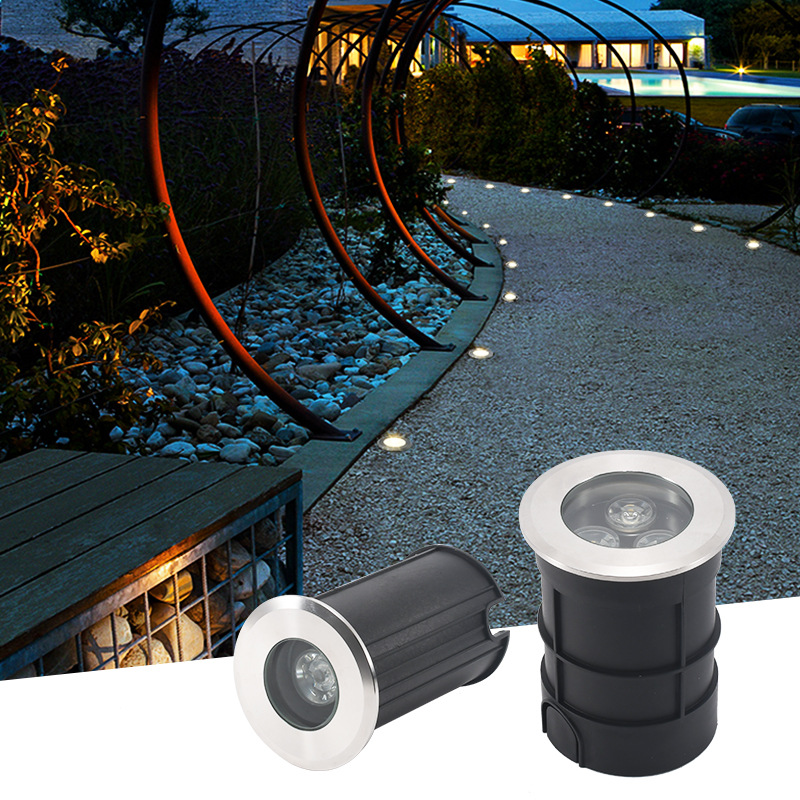 Outdoor seven-color waterproof ip68 underwater buried light, 304 stainless steel small spotlight, square staircase park buried light details Picture