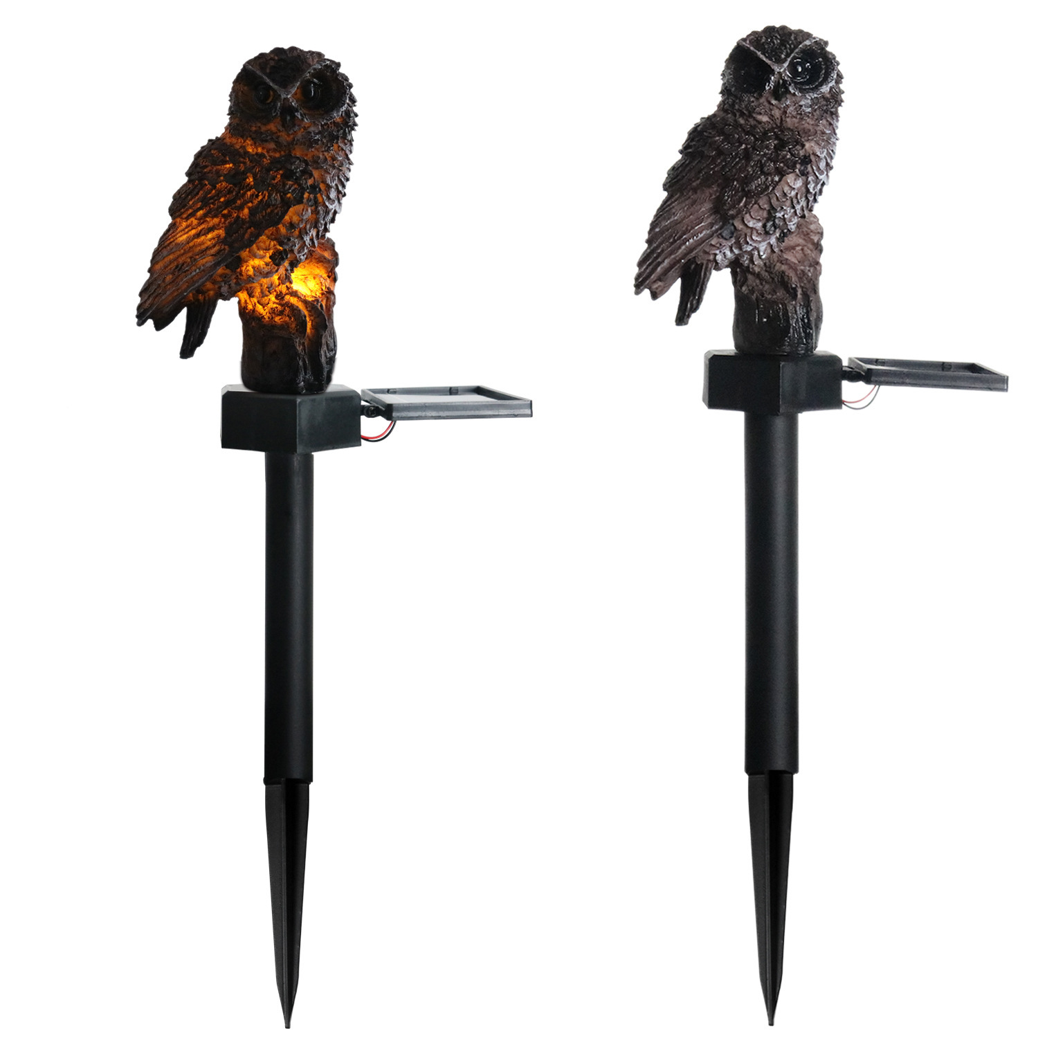 Cross-border insert lights, outdoor decorative lawn, garden and courtyard lights, resin animal owl, solar ground insert lights full figure