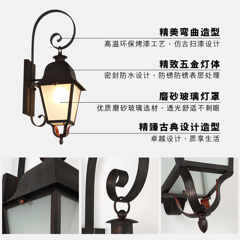 Cross-border retro outdoor wall lamps, waterproof garden lamps, outdoor garden lamps, villa exterior walls, balconies, European-style staircase wall lamps Application Scenario