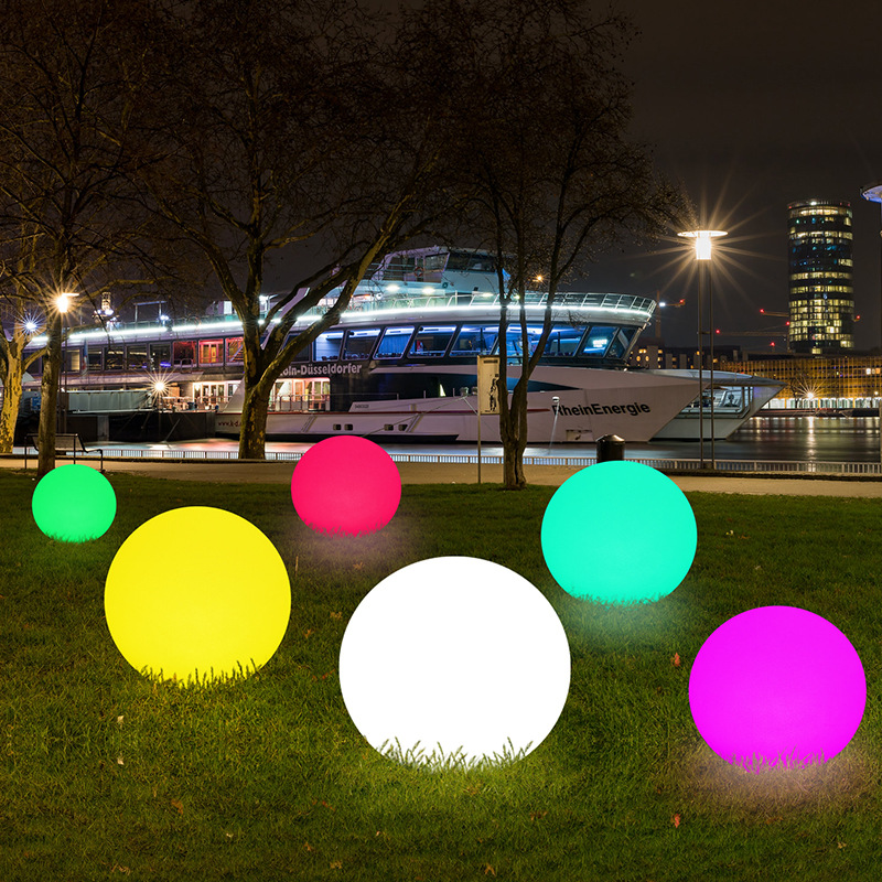 led light-emitting spherical lamp, outdoor waterproof garden decoration spherical lamp, ground plug type landscape courtyard floor lawn lamp Application Scenario