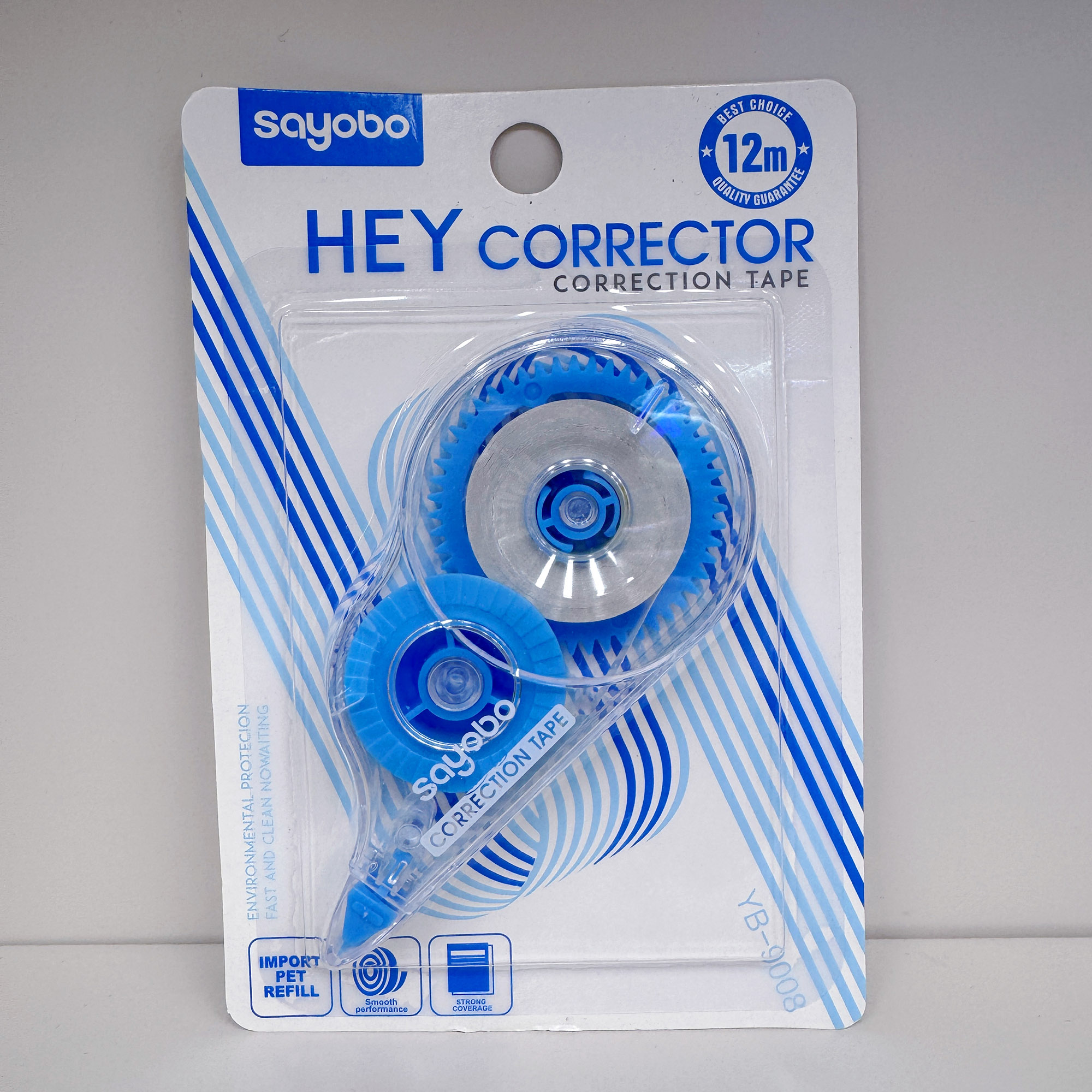 YB-9008 high-quality, large-capacity anti-drop correction tape, 12-meter ultra-thin PET transparent film, easy to use, continuous use, special for students, factory direct sales Specification drawing