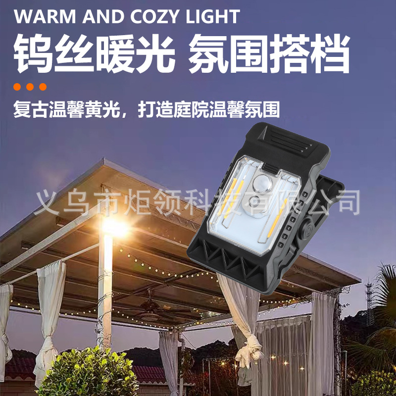 Cross-border new solar clip lamp, human body sensor wall lamp, high-brightness outdoor garden lamp, home garden fence lamp details Picture