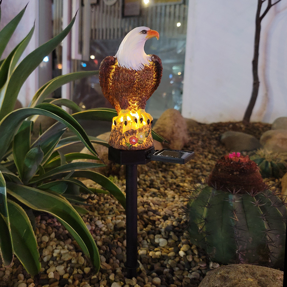 Solar lawn lights, outdoor decorative courtyard lights, garden atmosphere landscape lights, resin creative eagle lights, ground socket lights details Picture