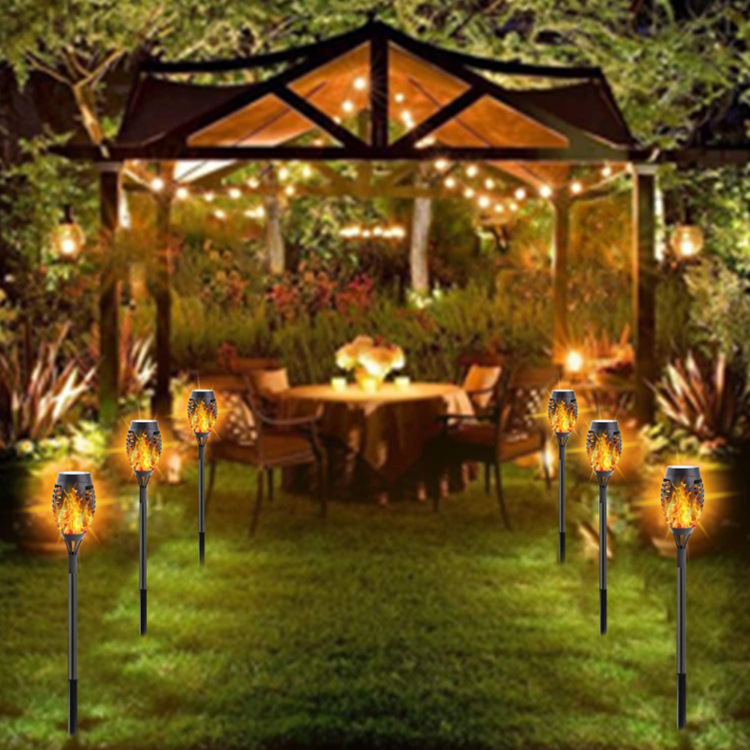 Cross-border outdoor solar flame lamp 12LED, courtyard insert ground, park lawn, villa decorative landscape lamp, waterproof details Picture