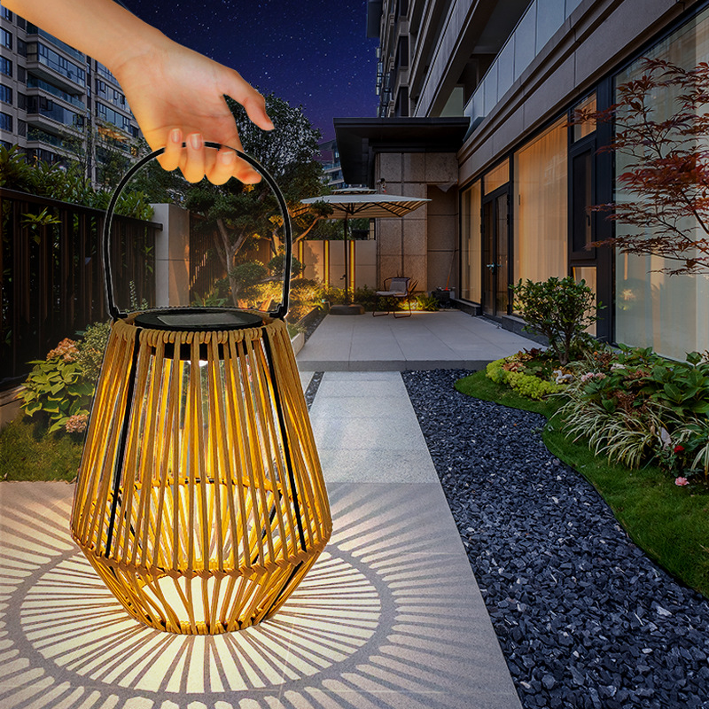 New solar-powered rattan-like woven garden lamp for outdoor camping, home courtyard, garden, pavilion, restaurant and led courtyard Application Scenario