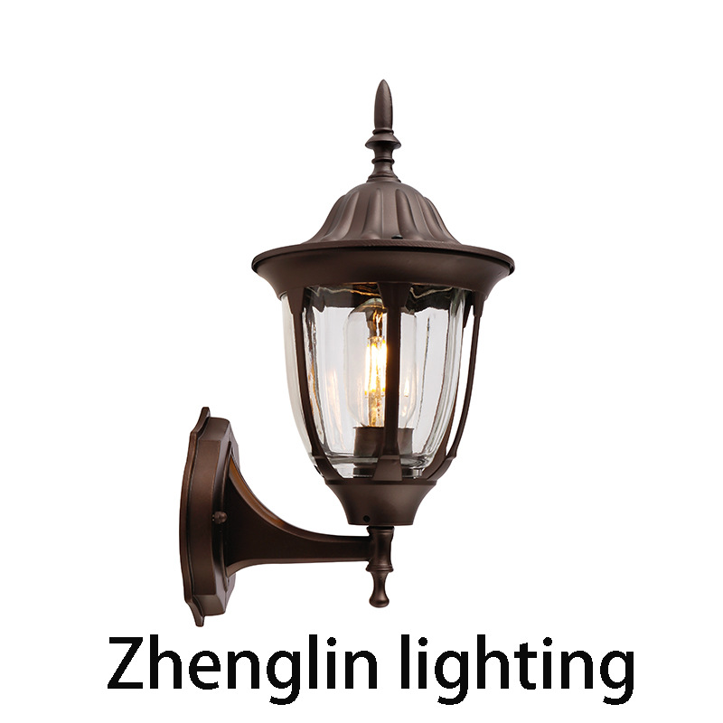 LED outdoor waterproof European retro garden villa landscape decoration gate lamp, curved hexagonal outdoor balcony wall lamp Application Scenario