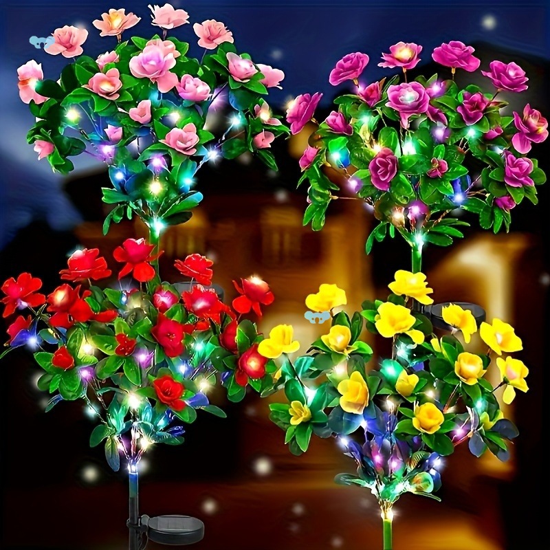 2PCS Solar Powered LED Azalea Lights Colorful Multicolor full figure