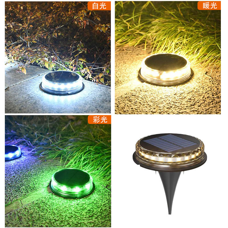 Cross-border LED solar ground lights, seven-color lights, waterproof outdoor ground insertion lawn lights, courtyard garden factory direct sales Application Scenario