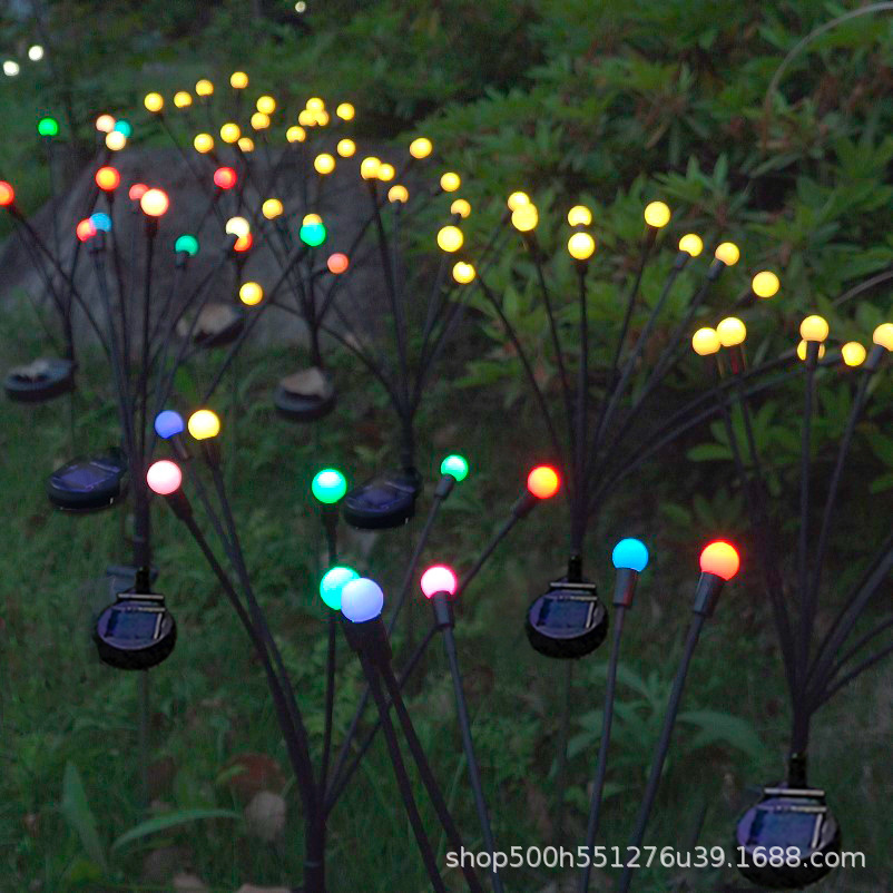 LED solar lawn lights, firefly lights, courtyard garden lawn camping decorative lights, waterproof and wind-driven plug-in lights Application Scenario