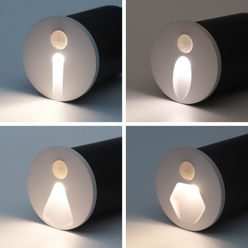 Circular infrared human body sensor floor light, staircase step kick light, corridor passage smart mini night light details Picture