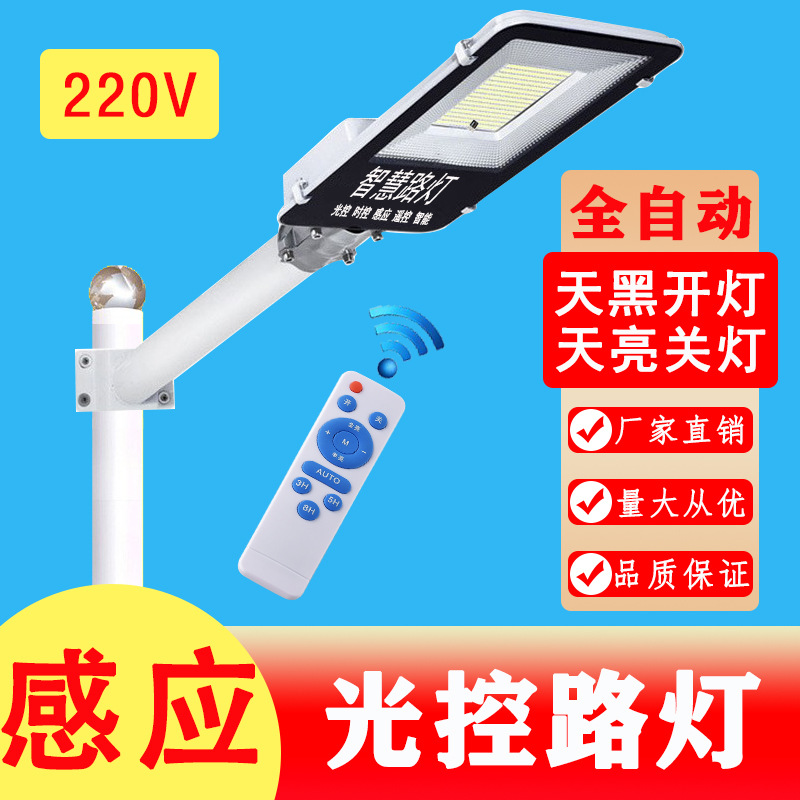 Light-controlled led municipal power street lamp, outdoor power connection street lamp, 220V, community road, new rural waterproof, lights up at dark full figure