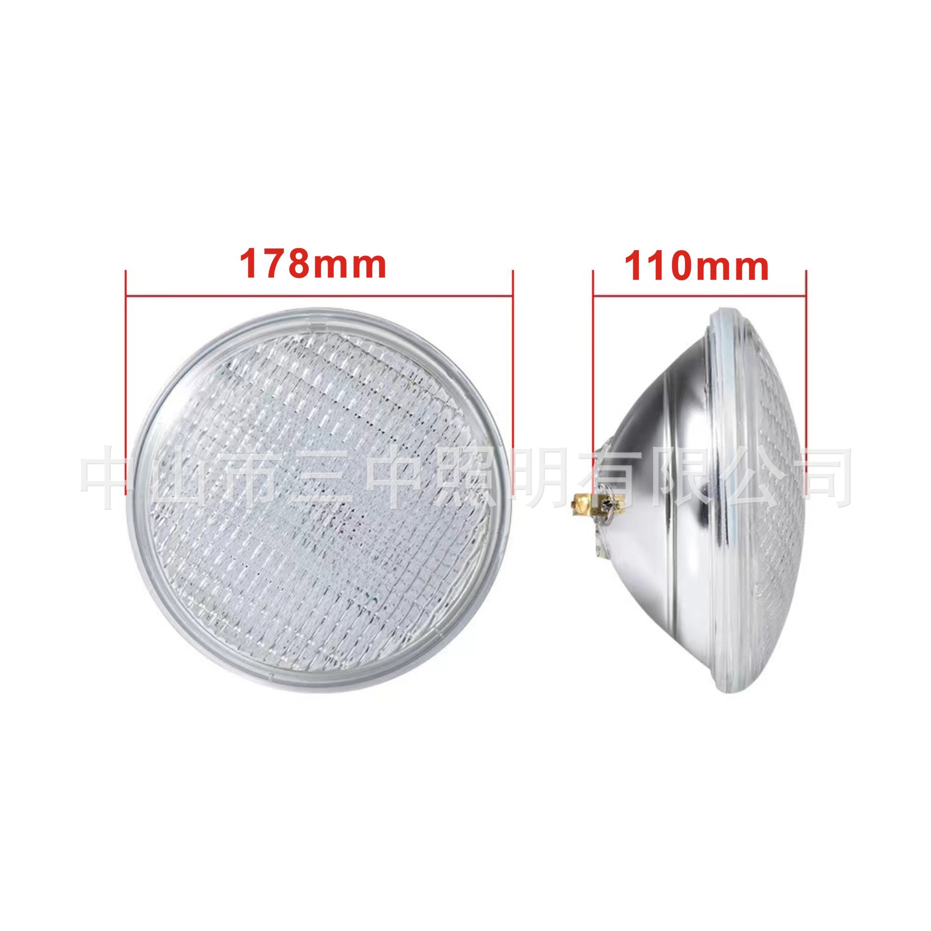 The manufacturer supplies cross-border PAR56 bulb 300W embedded underwater remote control LEDPAR56 swimming pool light Specification drawing