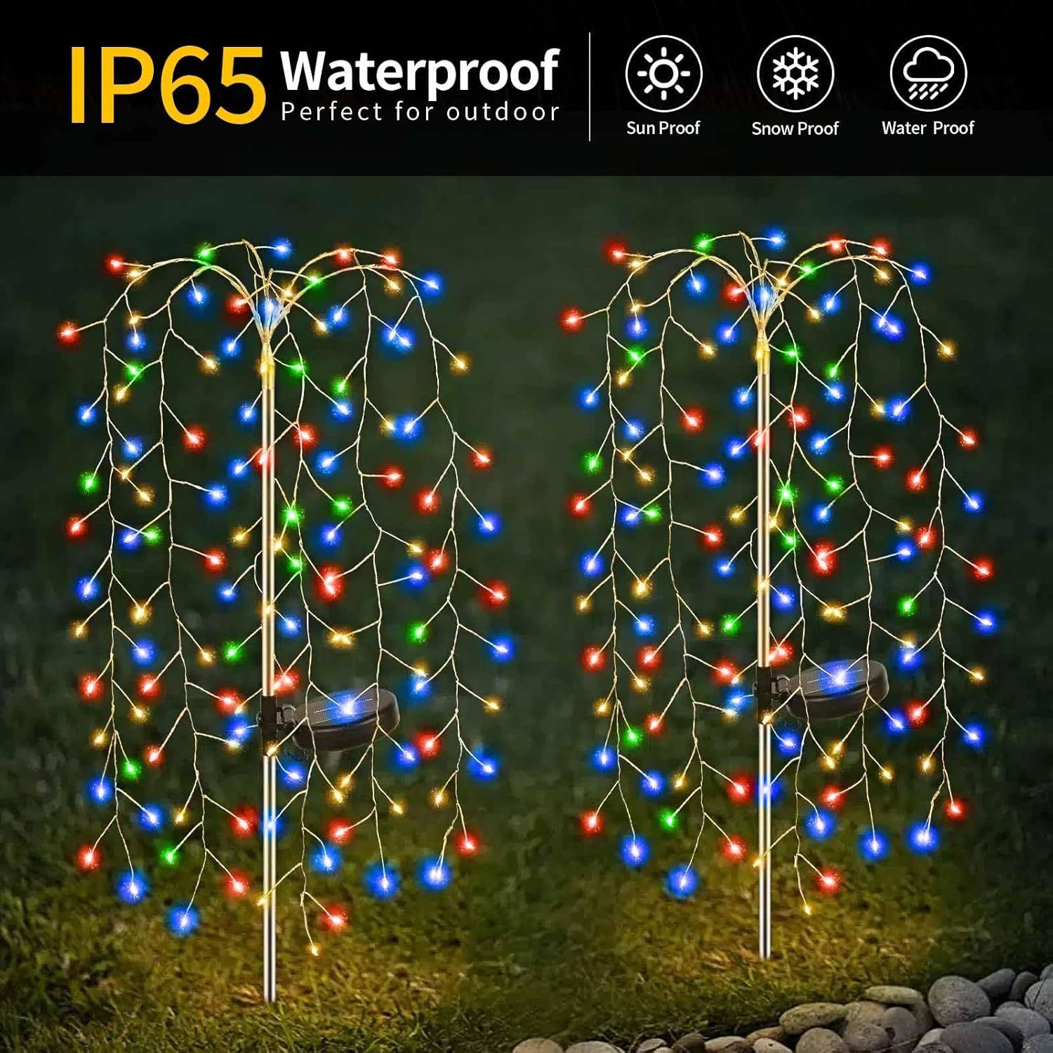 New solar-powered firecracker copper wire ground plug light, small firework ground plug light, copper wire ground plug light, waterproof garden decorative light Specification drawing