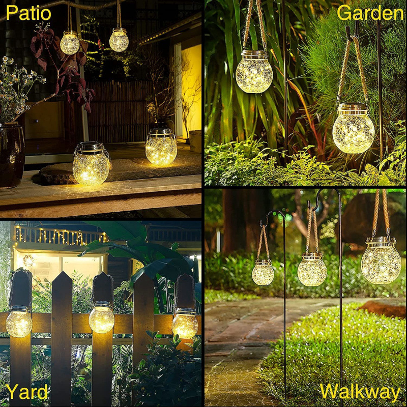 Solar glass bottle outdoor waterproof garden lamp, household wall lamp, balcony villa garden landscape lamp, decorative lamp factory Application Scenario