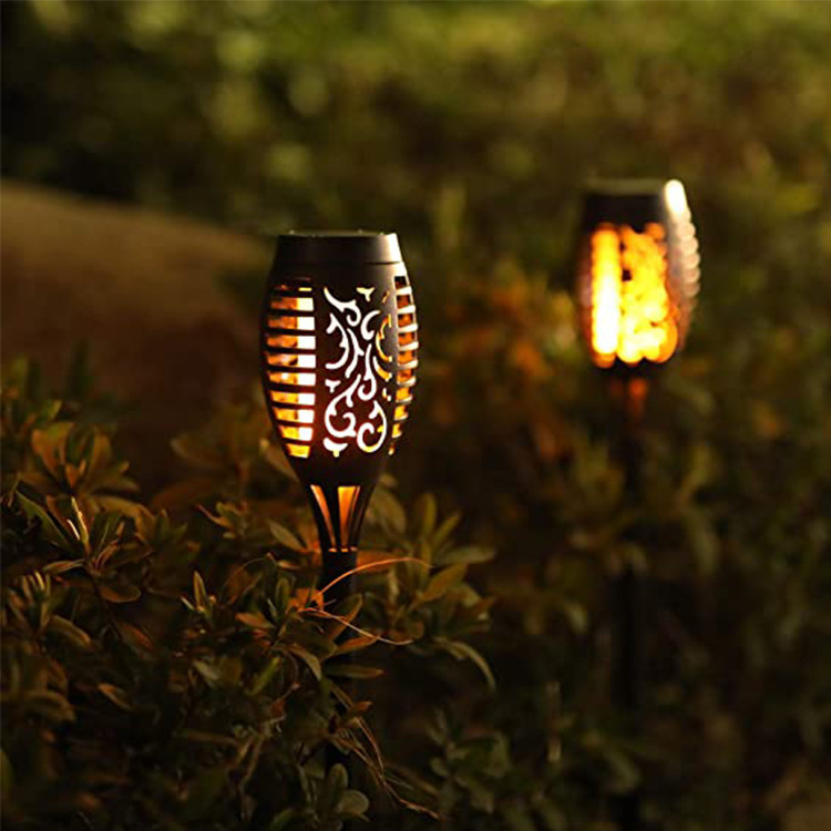 Solar flame lamps, ground socket lamps, lawn lamps, outdoor villa courtyard lamps, waterproof square garden landscape torch lamps details Picture