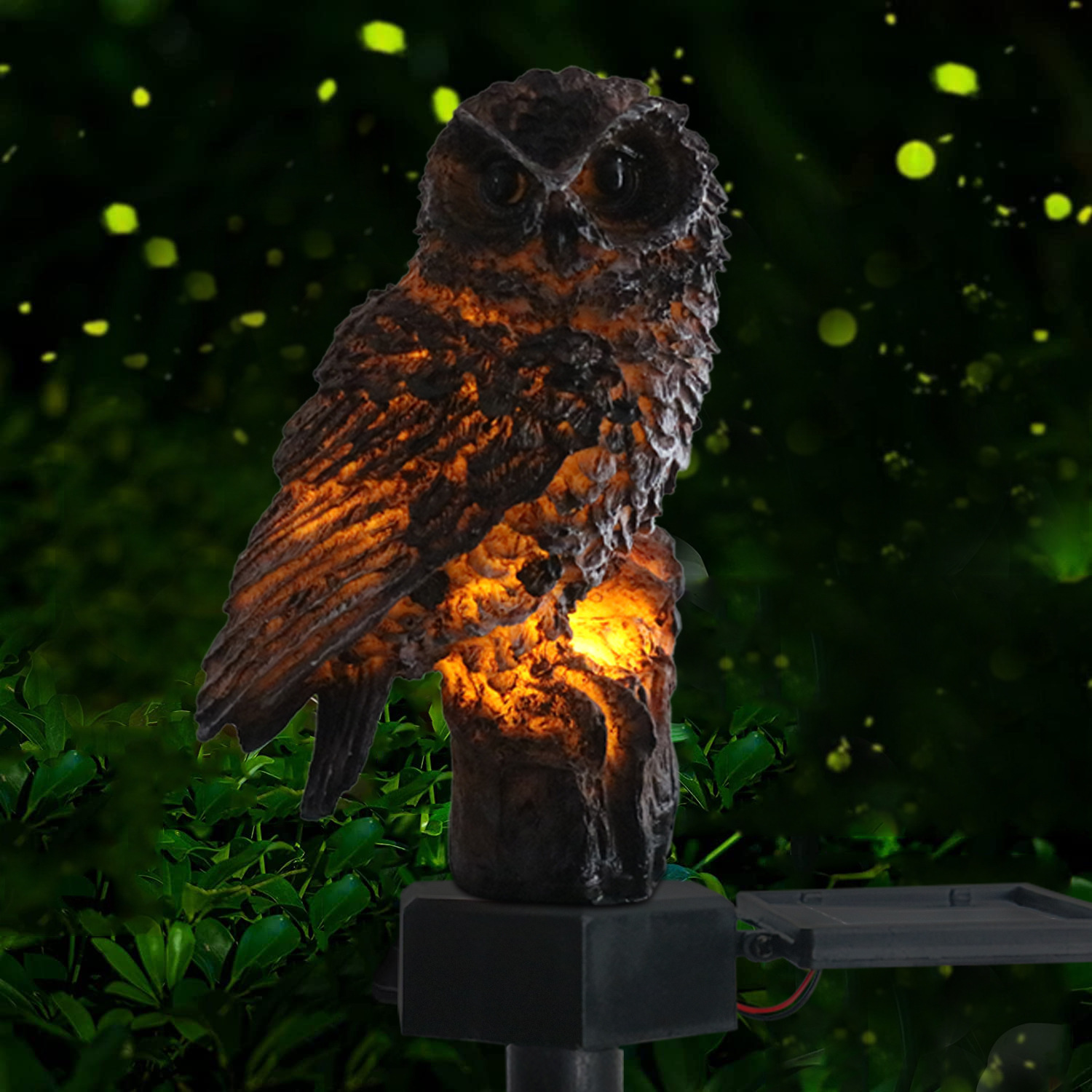 Cross-border insert lights, outdoor decorative lawn, garden and courtyard lights, resin animal owl, solar ground insert lights Specification drawing