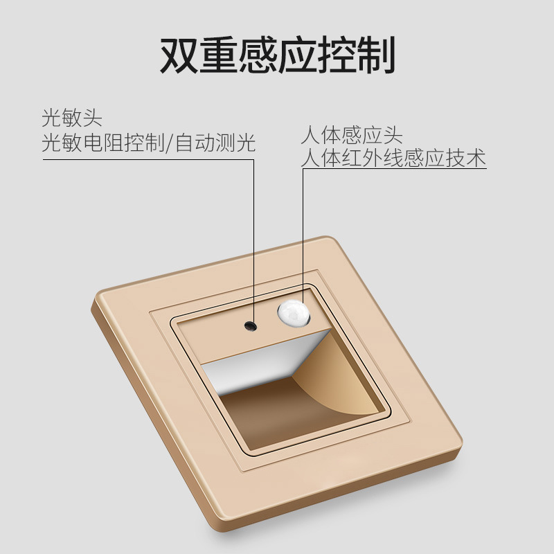 86-type embedded intelligent light-sensing human body sensing corridor light, stair tread sensing floor light, step light Application Scenario