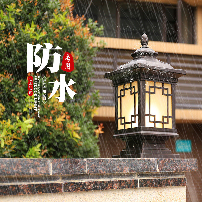Outdoor wall column head lights, new Chinese-style waterproof door column wall head lights, outdoor villa garden courtyard gate column lights Specification drawing