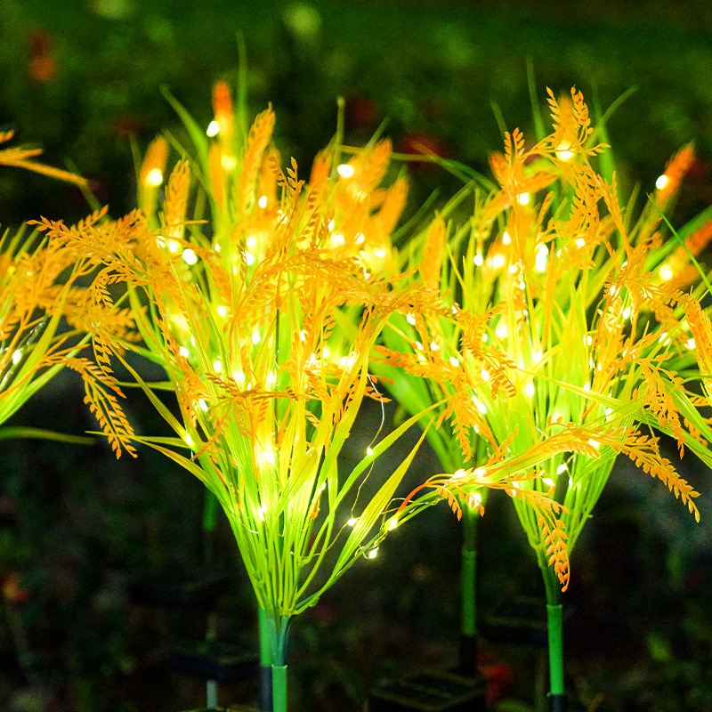 Solar-powered wheat ear lamps, reed lamps, outdoor waterproof garden decoration, square landscape, rice ground insertion lamps, wheat ears Specification drawing