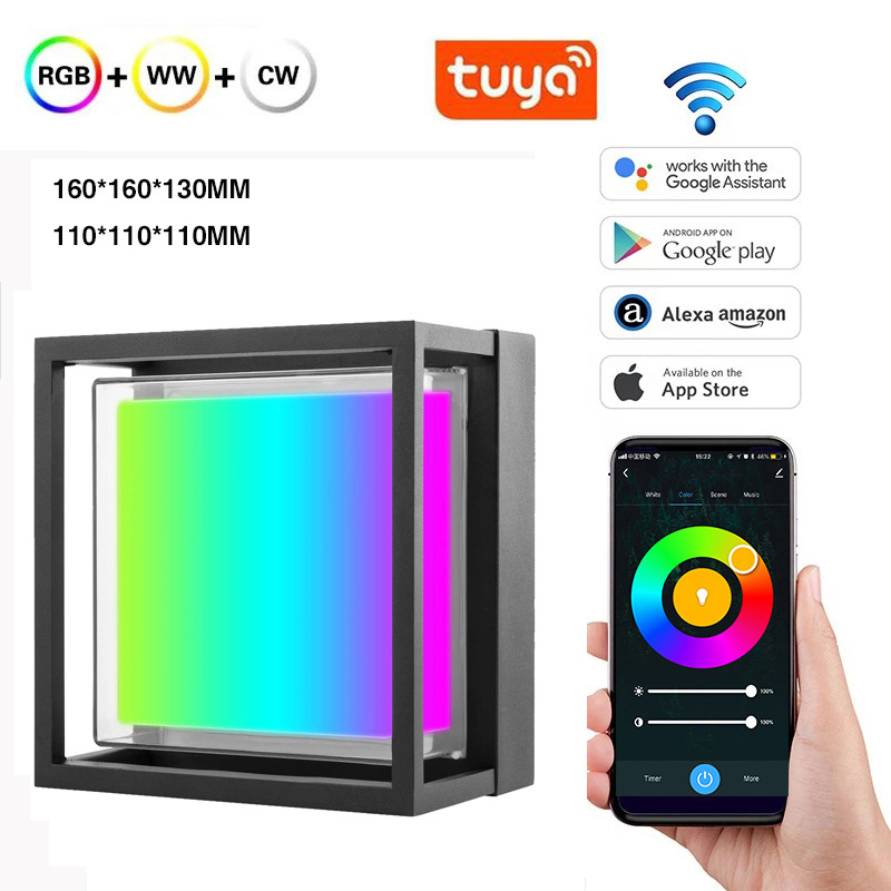 Cross-border Tuya Graffiti Smart Outdoor Decorative Wall Lamp Adjustable color-changing Ambient Light RGBWWCW Waterproof Wall lamp full figure