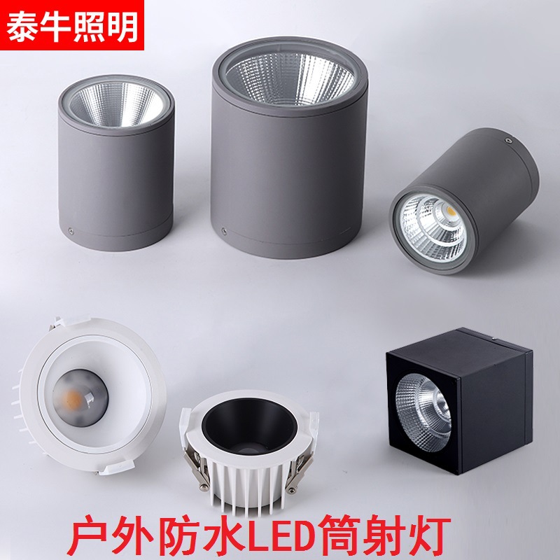 Exposed waterproof LED downlights, ceiling-mounted canopies, balconies, perlis, hotel bathrooms, square and round COB recessed downlights full figure