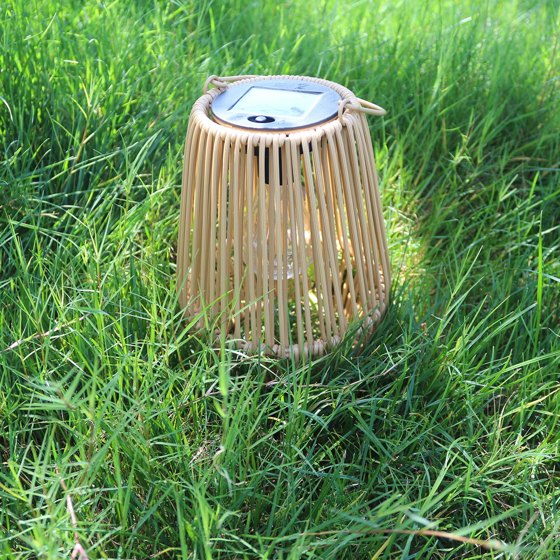 Cross-border solar imitation rattan woven lanterns, outdoor waterproof hanging lights, ambient lights, small lanterns, courtyard decorative lights, projection lights details Picture