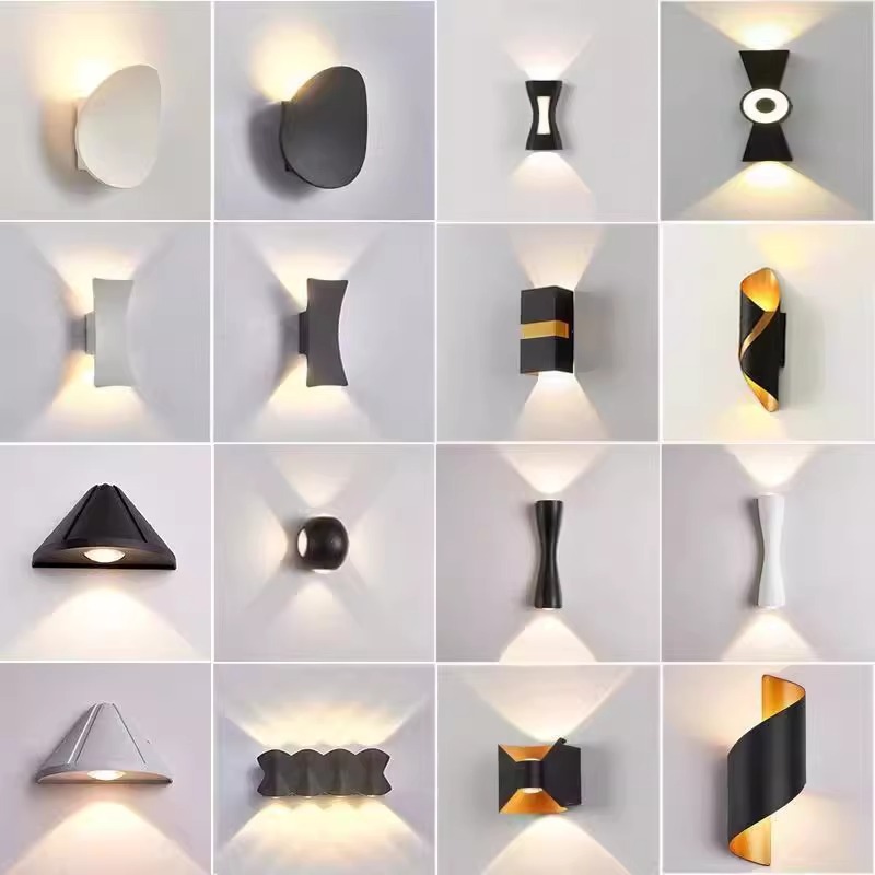 Cross-border wall lamps, waterproof outdoor exterior wall lamps, led garden lamps, double-head top and bottom illuminated, antique column spotlights, wall-washing lamps full figure