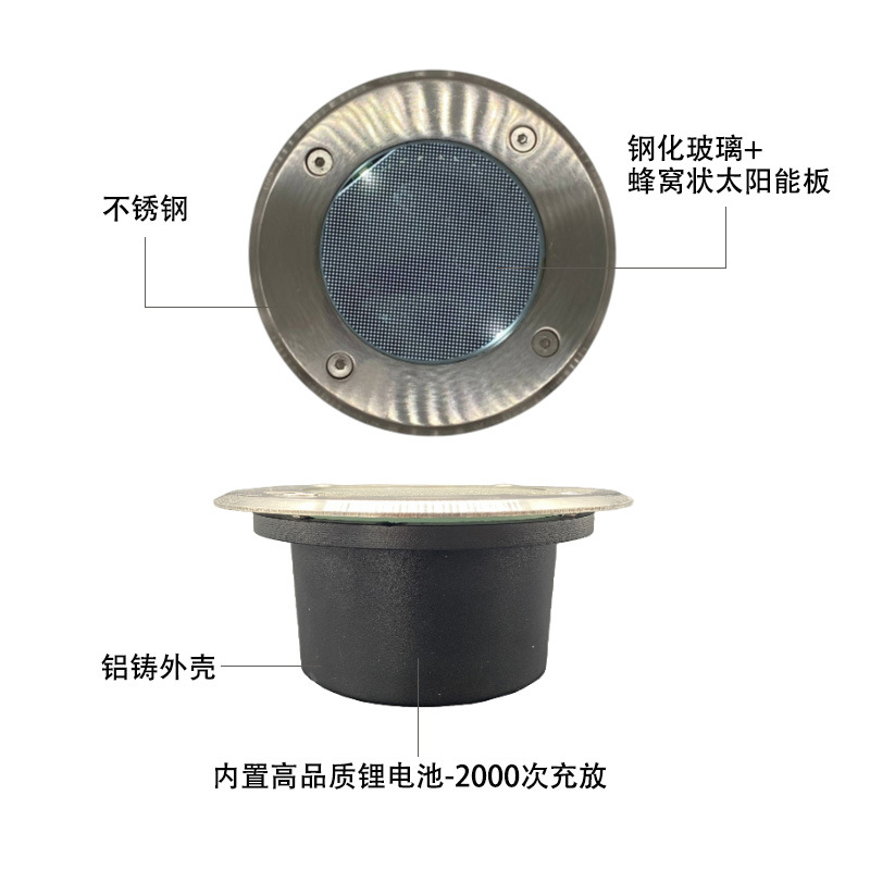 Engineering-grade solar ground lamps, stainless steel ground lamps, solar garden lamps, colored light for sidewalks and landscape roads details Picture