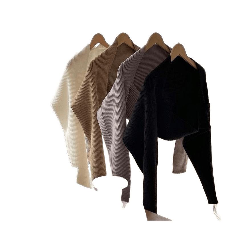 ✅ Korean yoga wear, off-the-shoulder yoga fitness jacket, knitted warm and sun-protective cardigan, with a shawl collar Item Picture