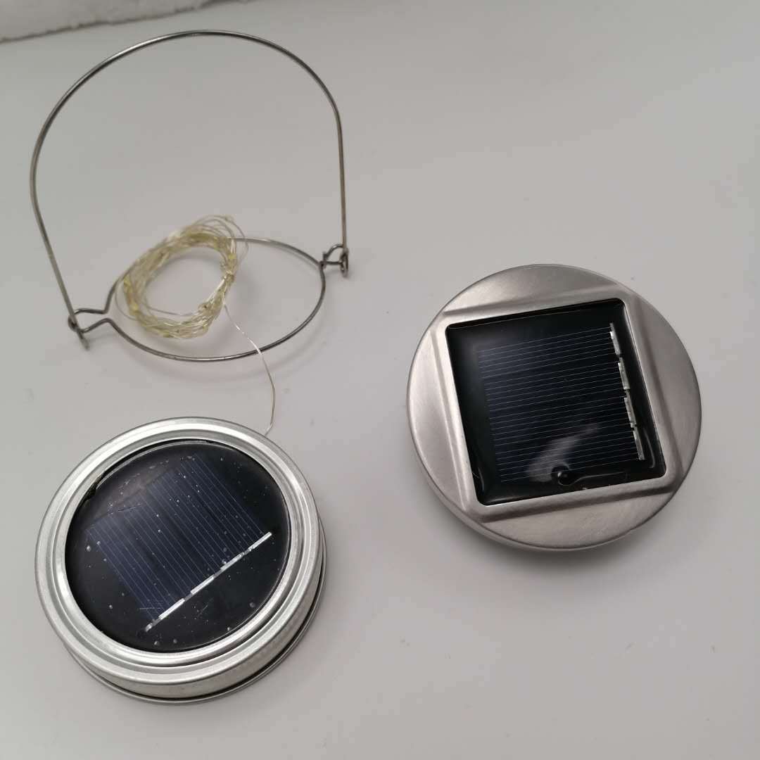 Solar LED light source, crystal silicon board, Mason can, light cover, courtyard lawn, ironwork hollow light, surface mount light source cover details Picture