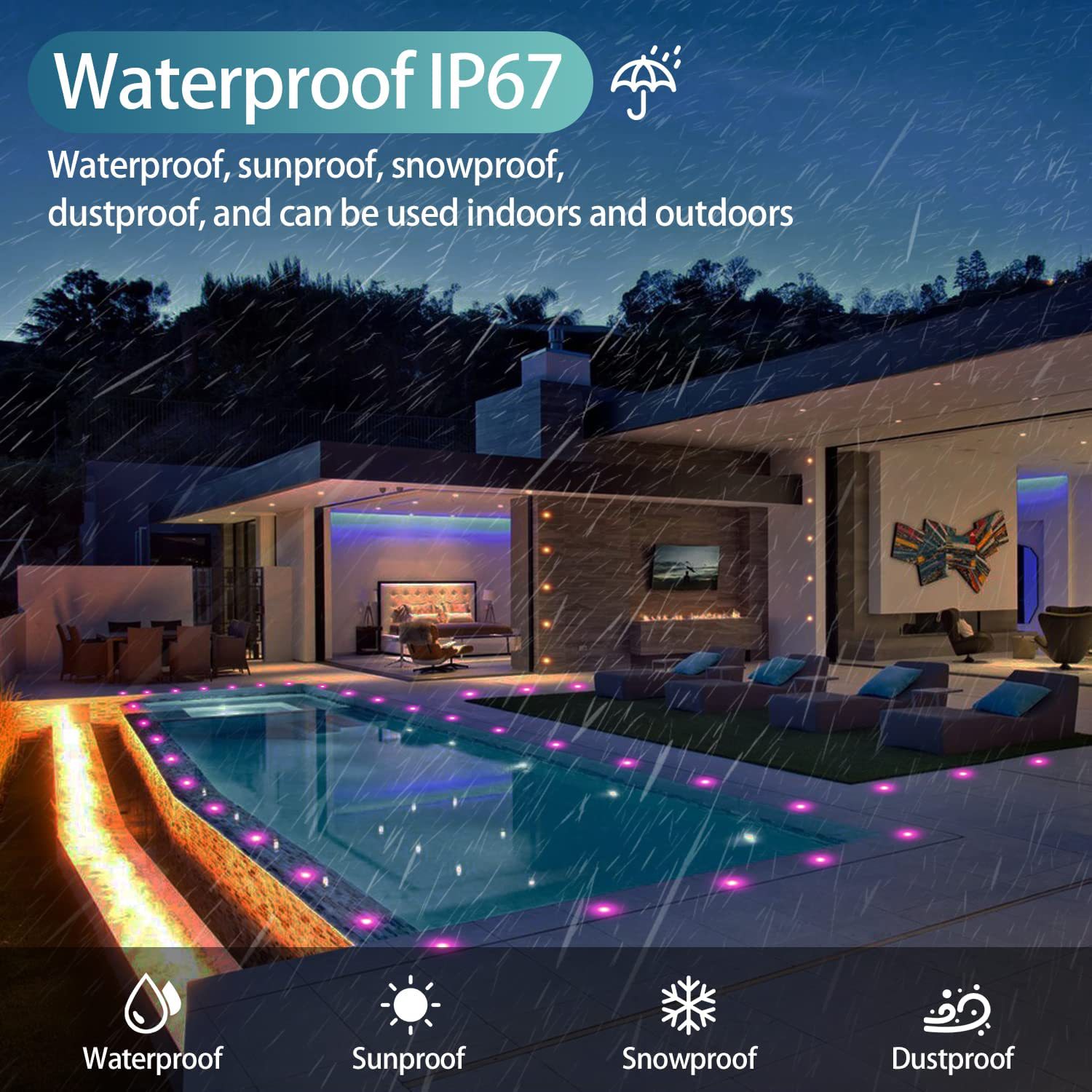 Remote-controlled color buried light, RGB dimming color-changing deck light, 12V low-voltage floor light, step garden light details Picture