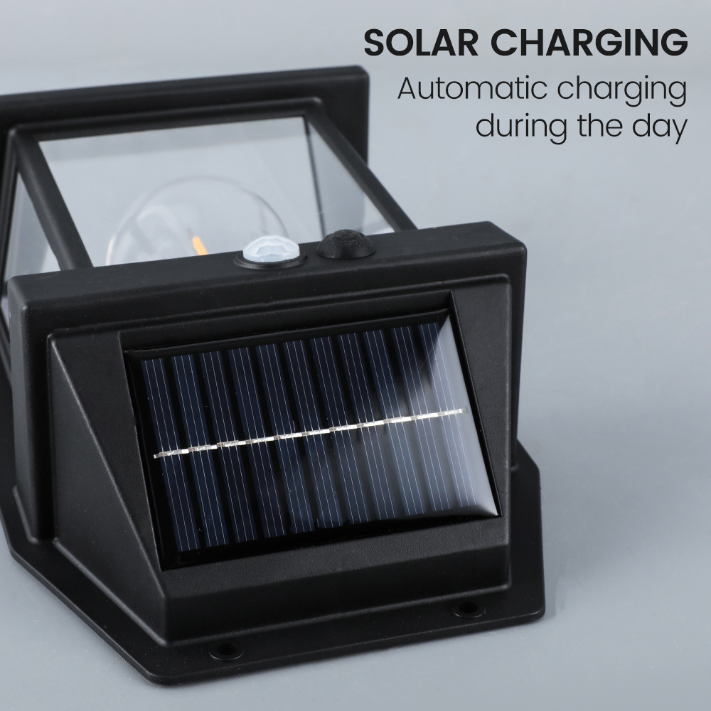 Cross-border new products: solar wall lamps, warm night lights, human body sensing, waterproof solar tungsten filament lamps for villas Specification drawing
