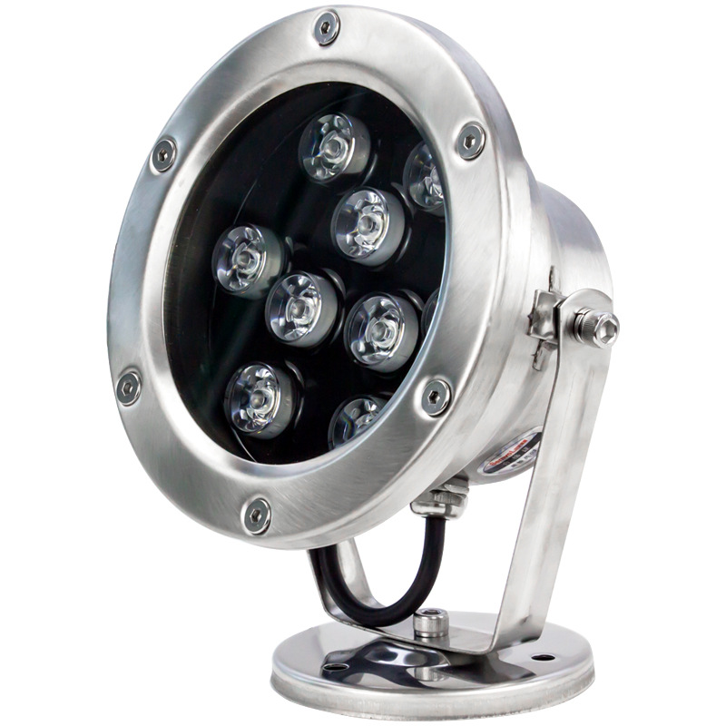 Underwater lights, led fishpond lights, diving lights, stainless steel underwater waterproof seven-color pool spotlights, swimming pool underwater lights Item Picture
