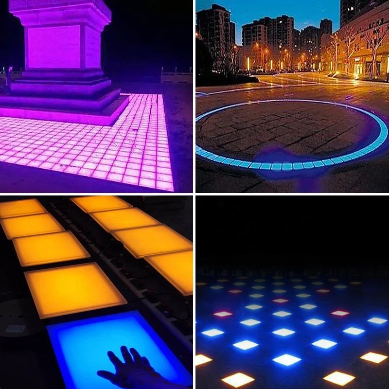 LED gravity sensor floor tile light, outdoor waterproof long strip landscape buried light, seven-color variable light anti-glare buried light Application Scenario