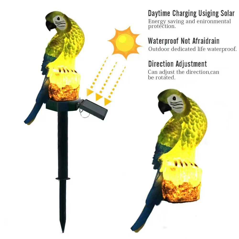 Cross-border solar resin parrot lamp, outdoor park lawn lamp, LED simulation animal, courtyard decorative ground insert lamp Application Scenario