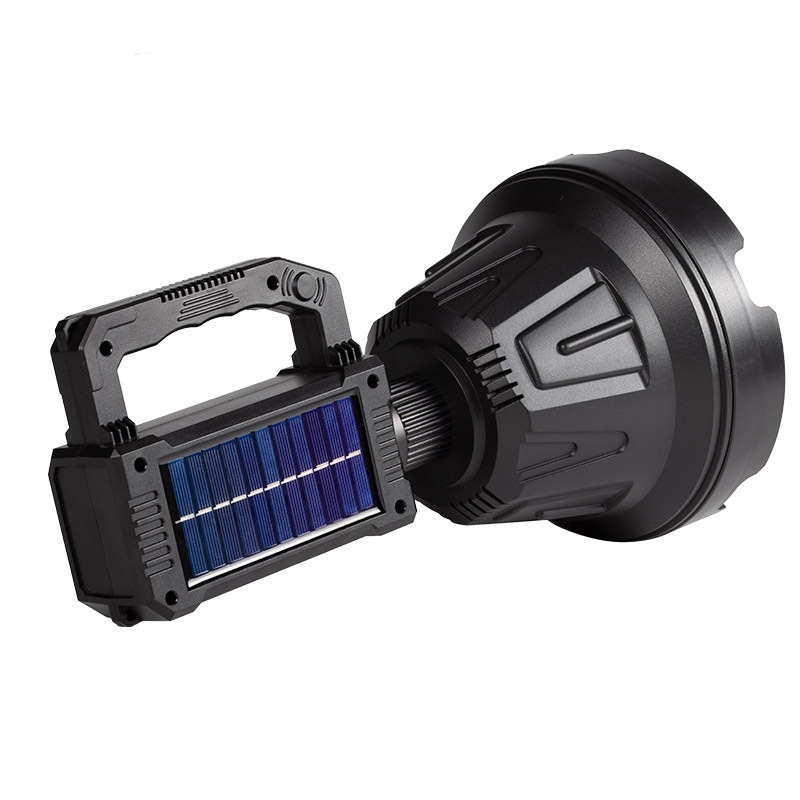 Cross-border portable searchlight Type-C Fast solar charging side light Red and blue warning filter strong light searchlight details Picture