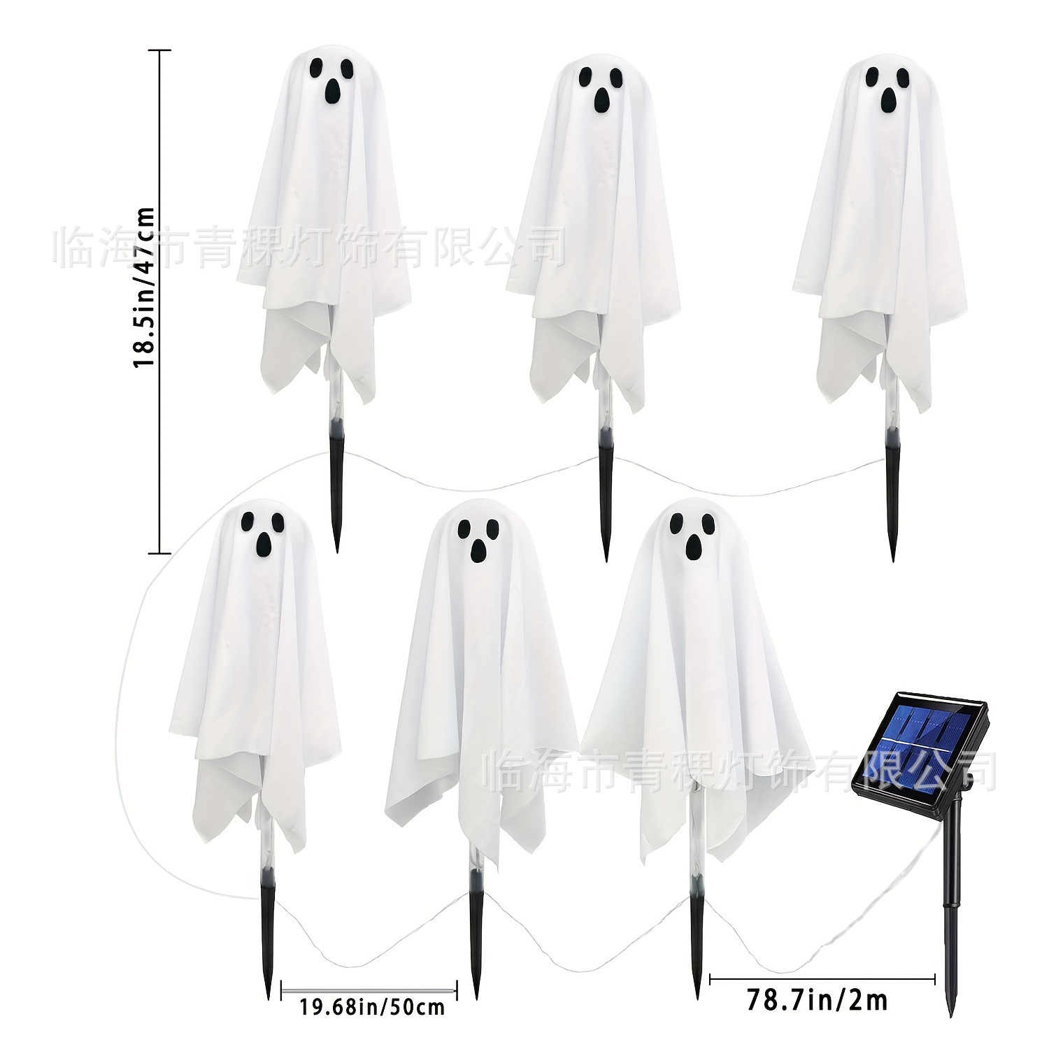 New solar-powered Halloween white ghost ground insert light, Ghost Festival horror courtyard atmosphere decorative light, lawn light Item Picture