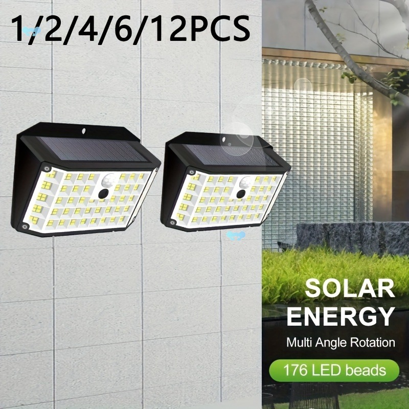 1PC/2PCS/4PCS/6PCS Solar Lights Outdoor, 176 LED With full figure