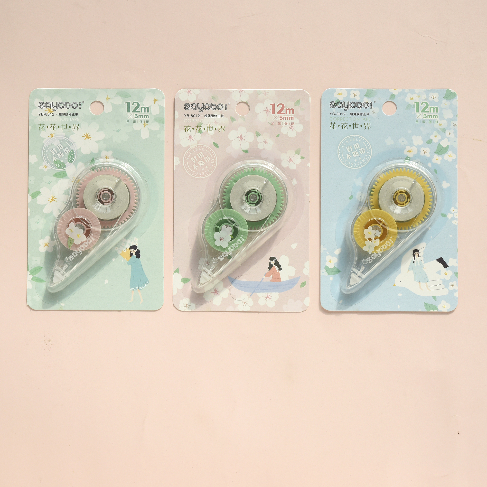 YB-8012 high-quality correction tape, 12-meter ultra-thin film PET transparent film, easy to use, continuous use for students, factory direct sales full figure
