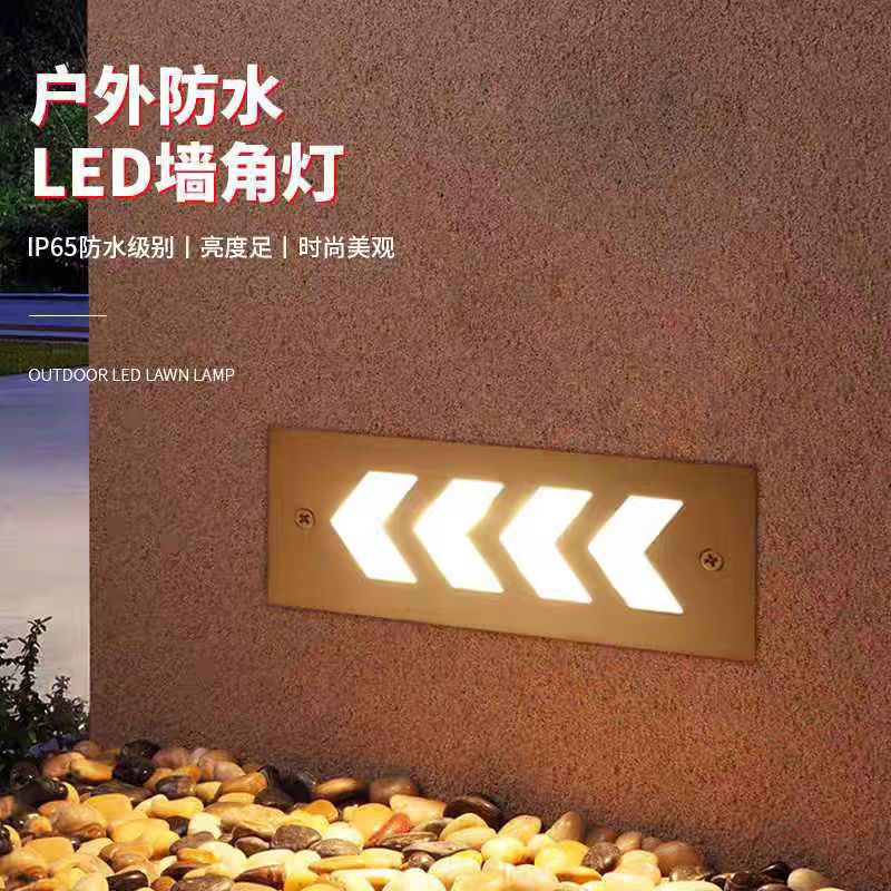 LED car ramp light, outdoor embedded arrow, garage concealed wall light, step light, indicator light, corner light, 6W Specification drawing