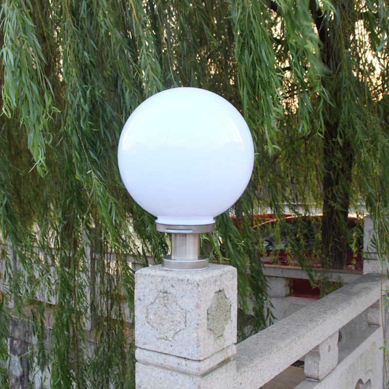 LED column head lamp, power connection type, outdoor acrylic ball lamp, fence, round waterproof ball lampshade, gate and courtyard lamp Specification drawing