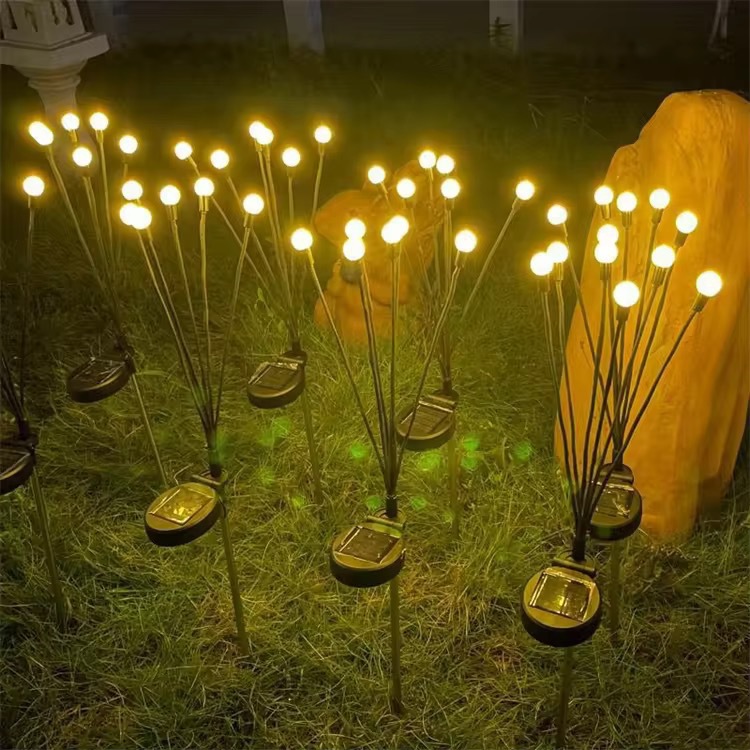 Cross-border solar firefly ground insert lights, garden lawn lights, courtyard lights, outdoor waterproof solar landscape lights details Picture