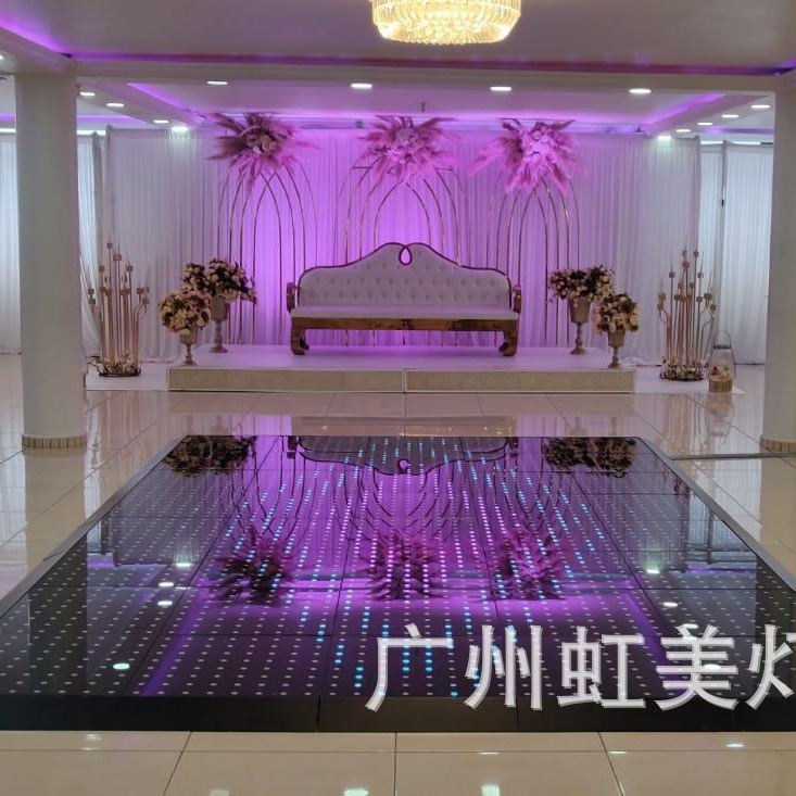 led floor tile lights, colored luminous tile patterns, interactive floor trampling, dmx stage video, pixel floor lights full figure