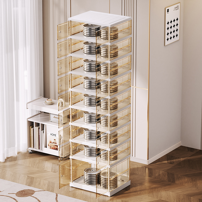 Shenghong Home Transparent Shoe Cabinet, No Installation Required, Foldable Plastic Shoe Rack, Household Movable Dust-Proof Shoe Box, Shoe Storage And Display Cabinet Application Scenario