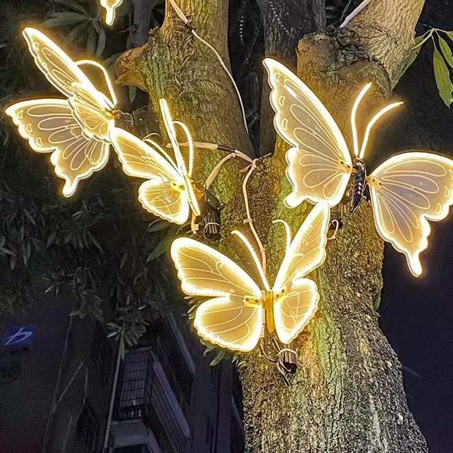 led dynamic butterfly light, outdoor waterproof insect landscape light, courtyard ground insert light, simulated butterfly decorative light Application Scenario