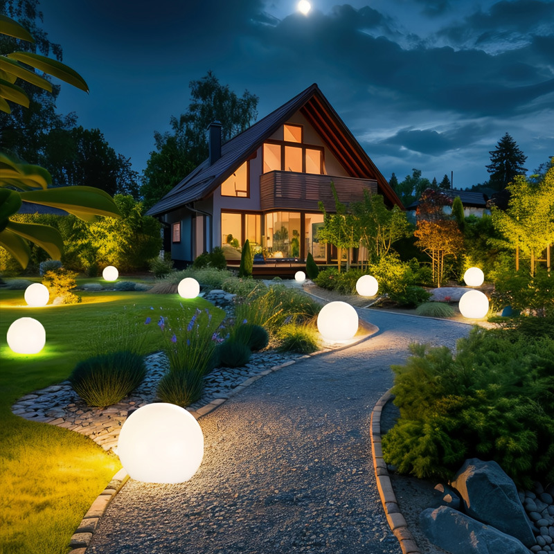 White moon lamp, outdoor solar garden lamp, moon lamp, landscape lamp, villa garden lamp, lawn lamp, floor lamp details Picture