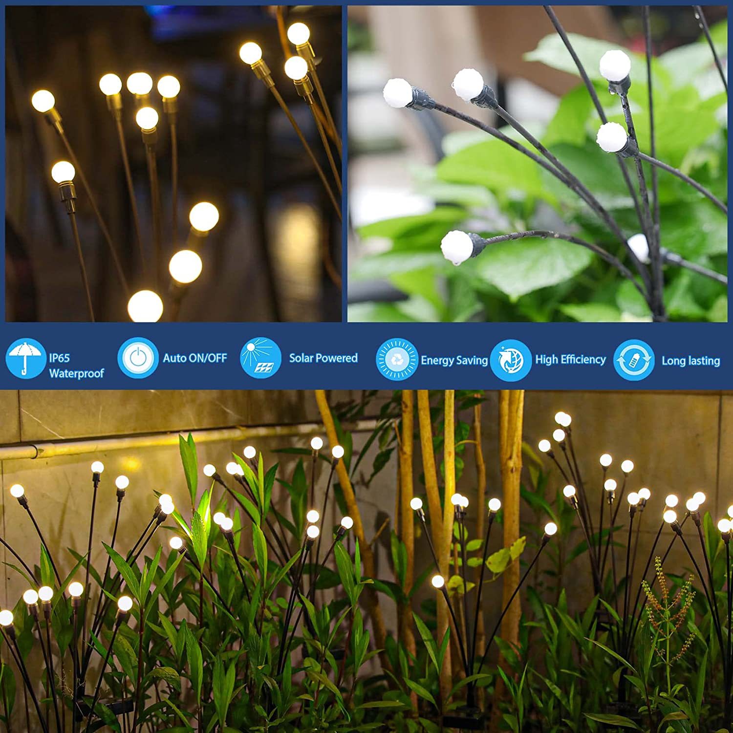 Cross-border solar lawn lights, garden lights, LED wind firefly ground insert lights, garden decoration, festival lights, swinging Specification drawing